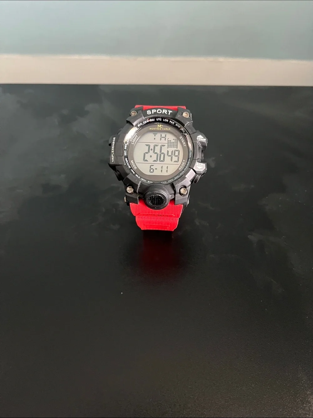 Sporto Red and White Digital Sports Watch with Black Dial